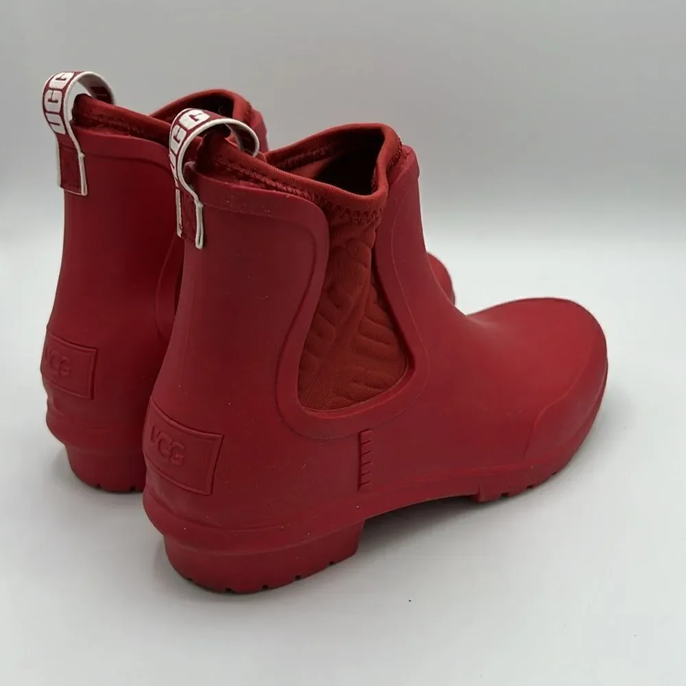 ✨UGG Red Rainboots Size‎ 6 Chevonne Ankle Rain Booties B22B